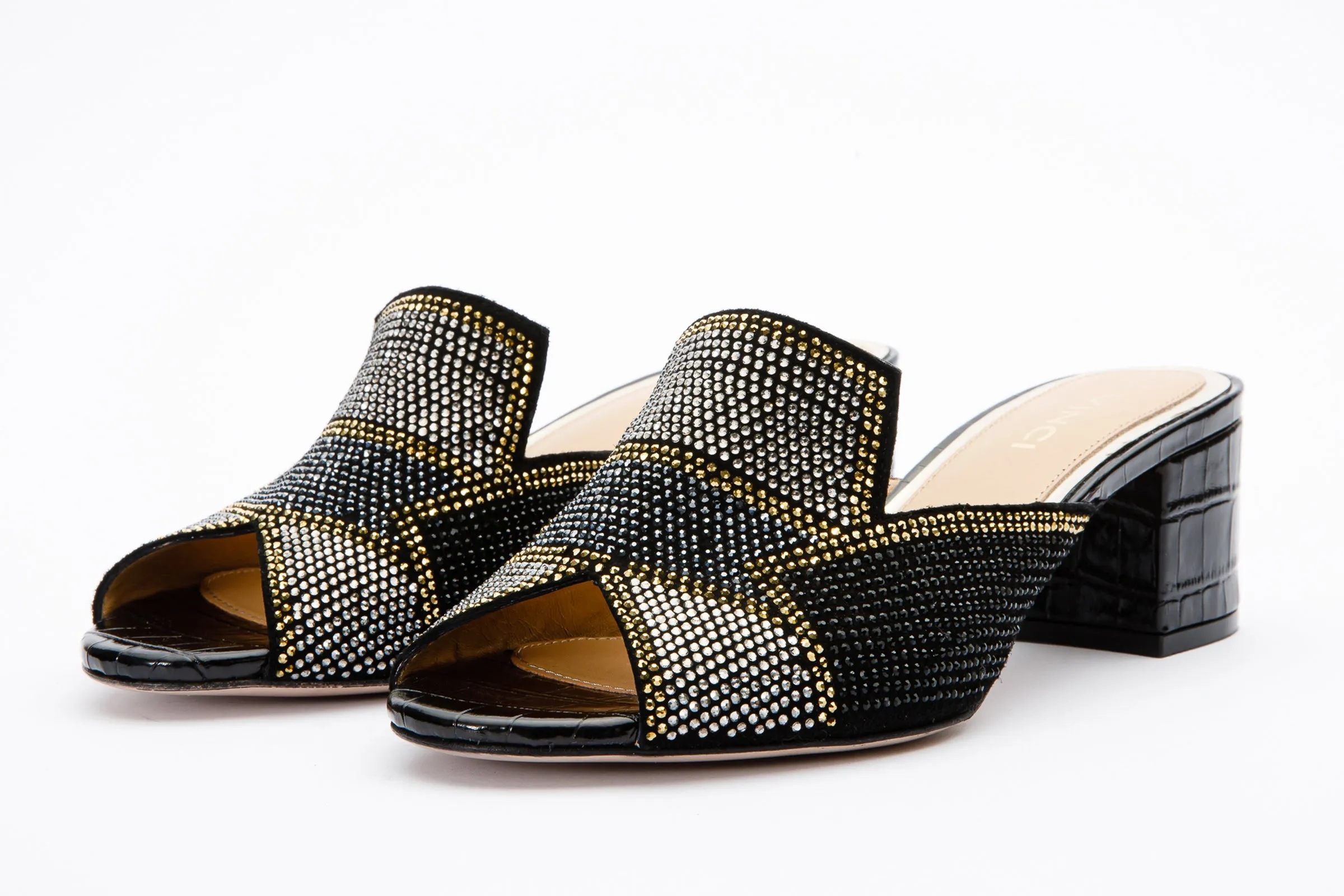 The Magnolia Black Glitter Leather Women Sandal