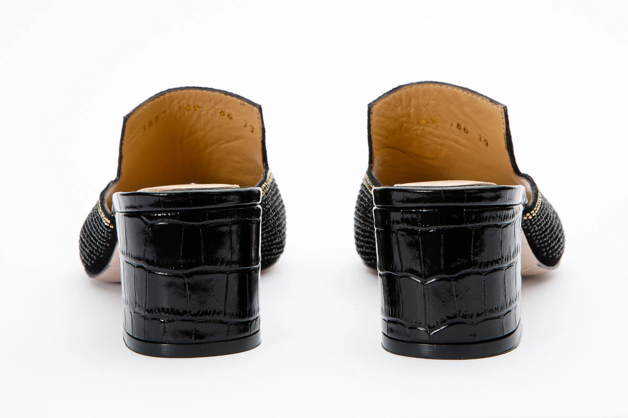 The Magnolia Black Glitter Leather Women Sandal