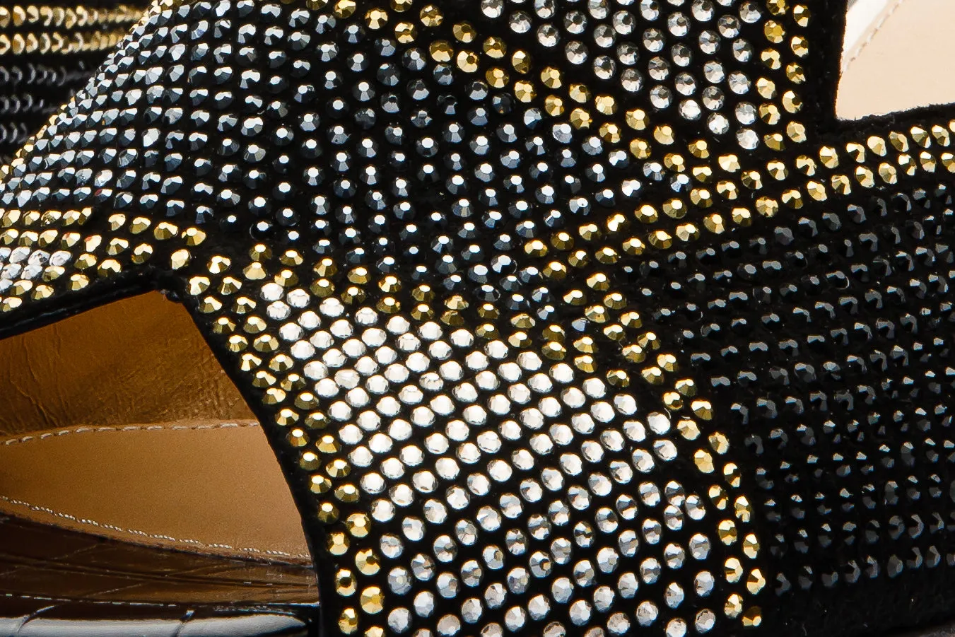 The Magnolia Black Glitter Leather Women Sandal