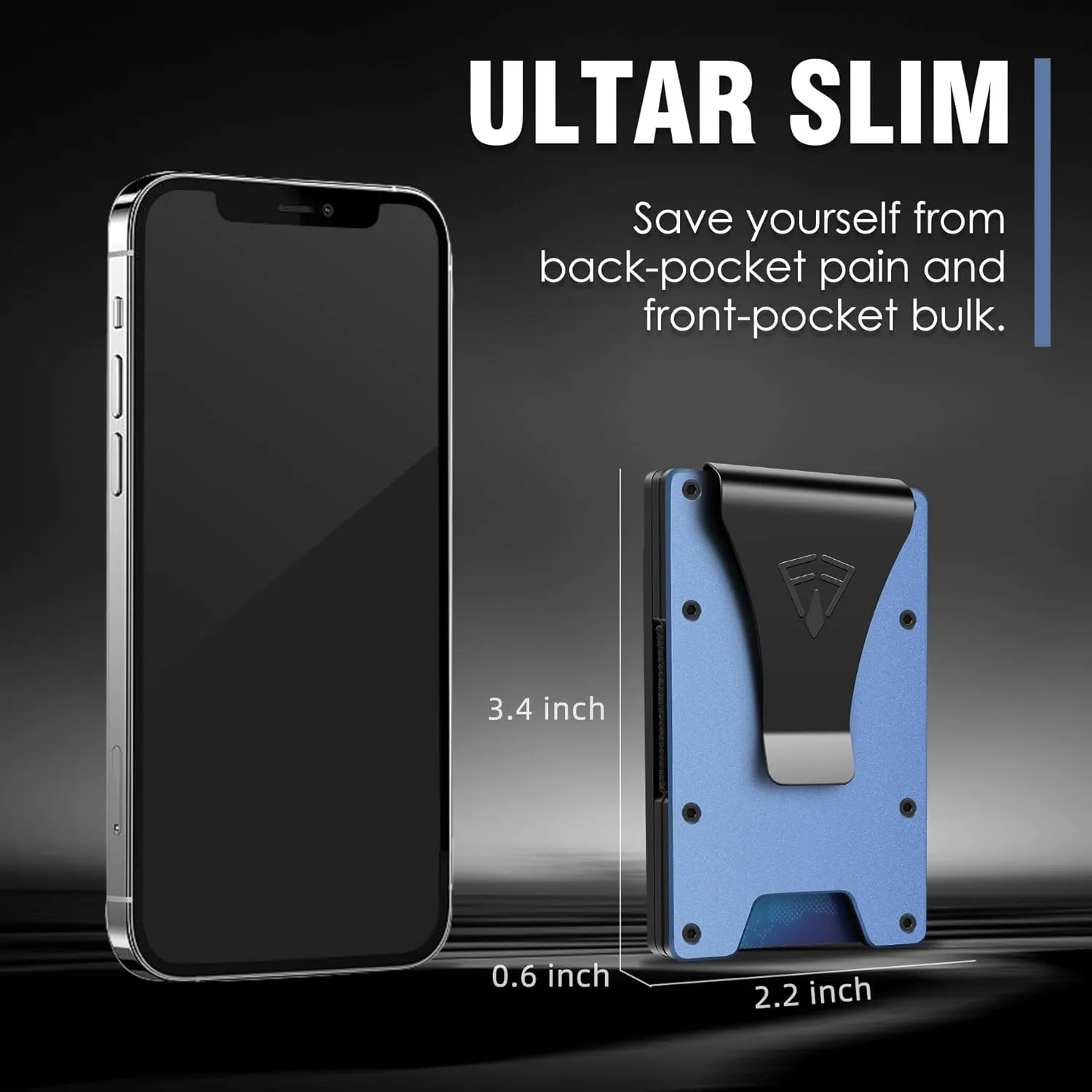 Wallet for Men with Transparent ID Card Holder - Slim Mens Wallet with RFID Blocking Technology - 15 Card Holder Capacity - Metal Money Clip for Bill Holder - Box Packaged - Gift for Him(Blue)