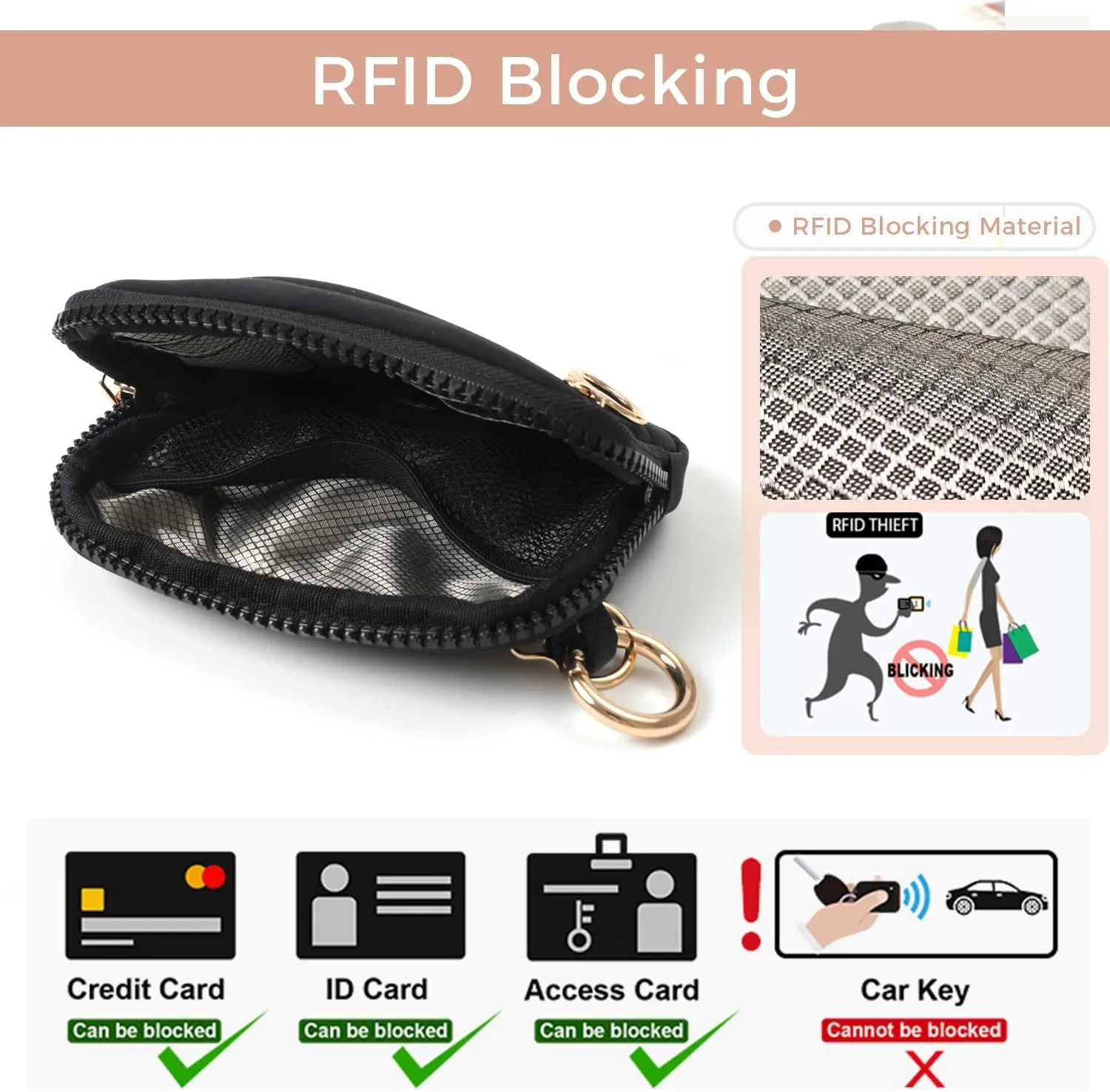 Wristlet Keychain Wallets for Women RFID Blocking Credit Card Holder Small Zipper Coin Purse Change Pouch with ID Window and Detachable Wrist Strap Green